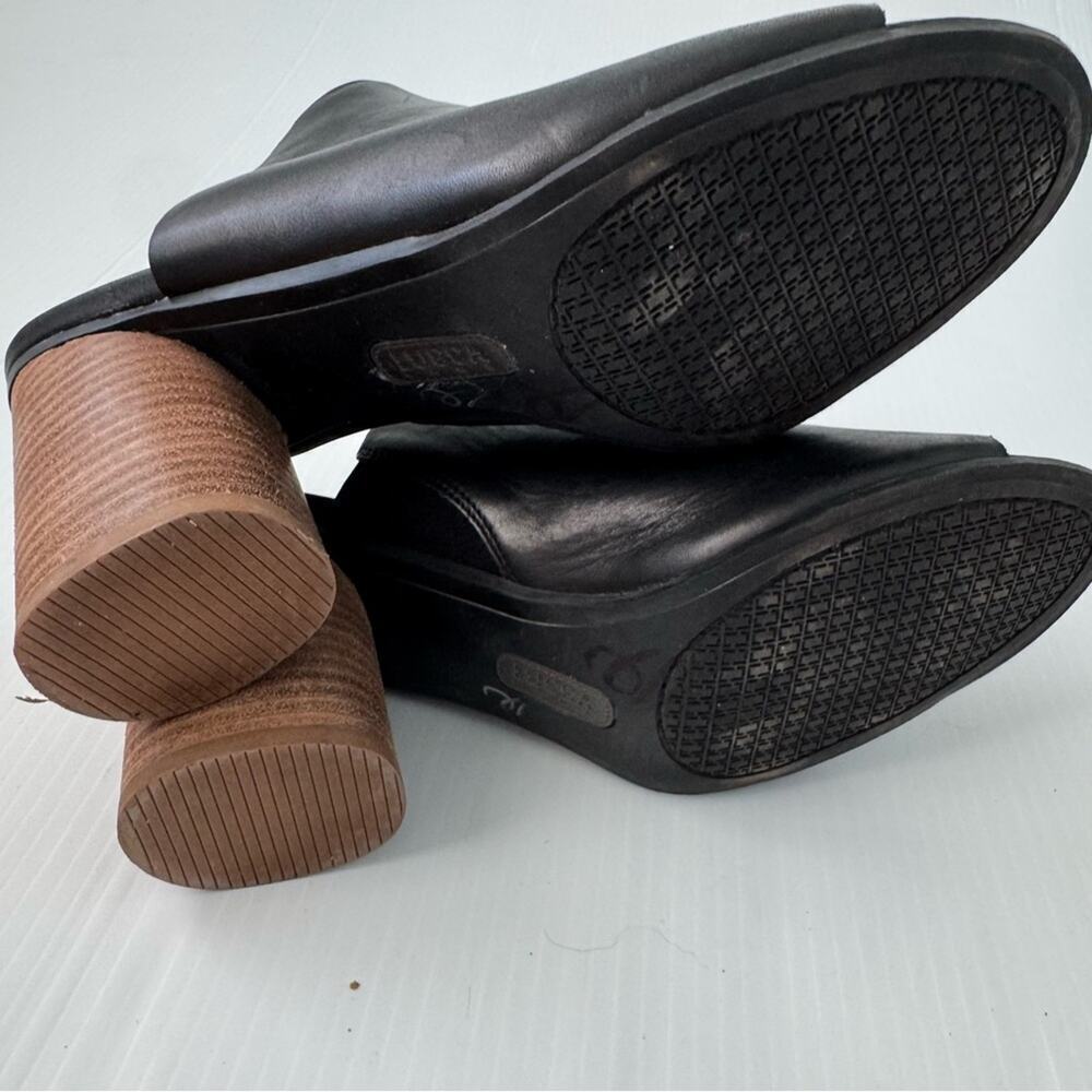 Luca Lane Hilaire leather upper stacked heel peep toe slipon shoes black size 10 - Picture 9 of 12